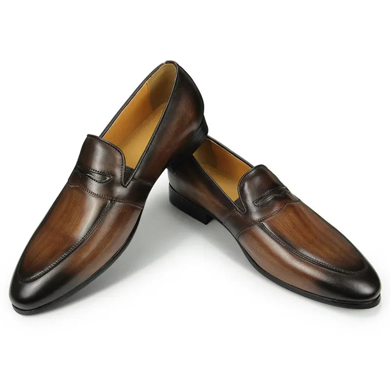 Men's Leather Casual Shoes Luxury Fashion Mens Dress Loafer Shoes Slip-on Casual Peas Shoes Smoking Slipper High Quality Shoes