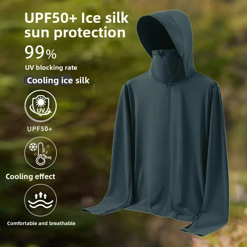 UV Protection Ice Silk Cool Feeling Sun Protection Clothing Lightweight Breathable Fishing Jacket Outdoor Sports Shirt