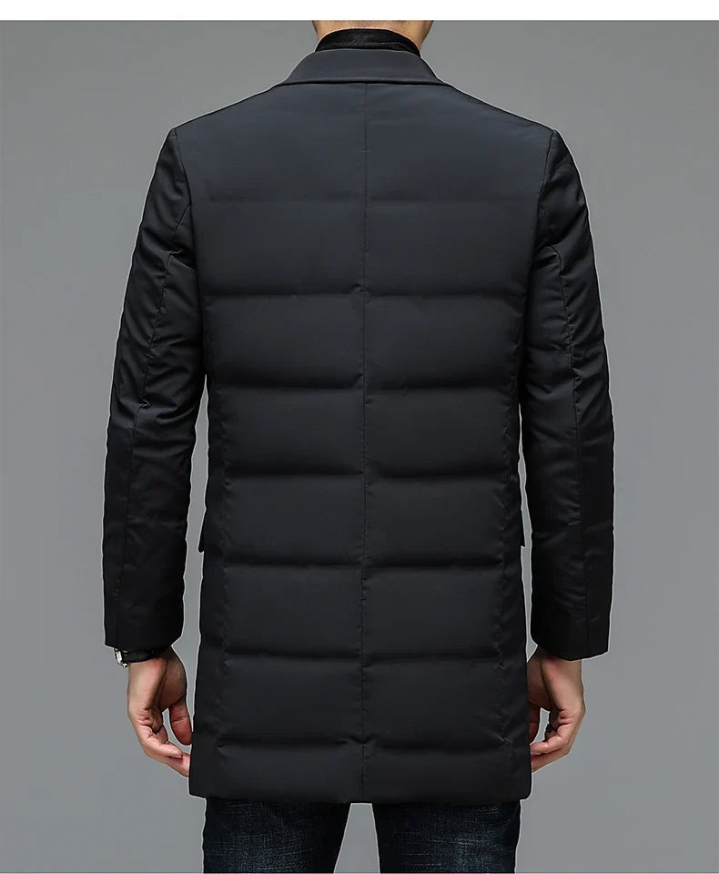 Men's Winter Fashion High-Quality down Jacket 90% White Duck down Warm Coat with Removable Scarf Suit Collar M-4XL Sizes
