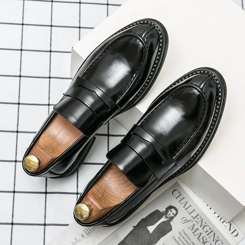 Premium Silver Business Shoes Men's Oxford Shoes Leather Brand Loafers Slip on High Quality Wedding Loafers Soft Sole Dress Shoe