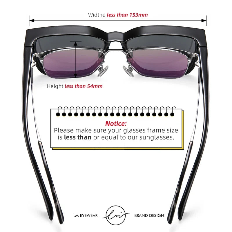 Oversized Frame Cover Optical Glasses Trend Fit Over Sunglasses For Men Women Polarized TR-90 Anti-Glare UV400 Eyewear