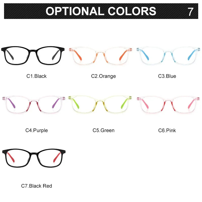 CRIXLAIS Fashion Square Computer Glasses For Children Vintage Prescription Eyeglasses Frames Kids Anti Blue Light Eyewear UV400