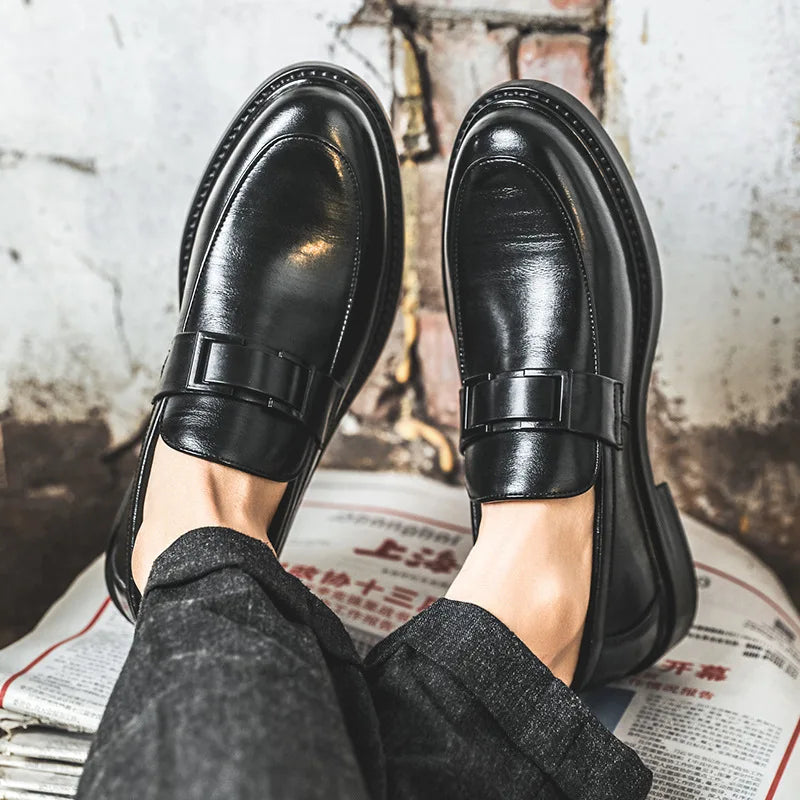 Spring Autumn New Black Dress Shoes for Men Business Designer Cow Leather Shoes Male Fashion British Style Casual Shoe Man
