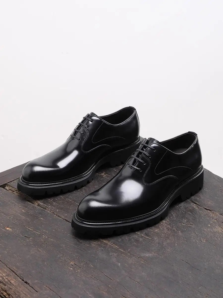 British Style Trendy Formal Business Young Commuter Shiny Oxford Groom Wedding Thick Sole Height Increasing Casual Leather Shoes