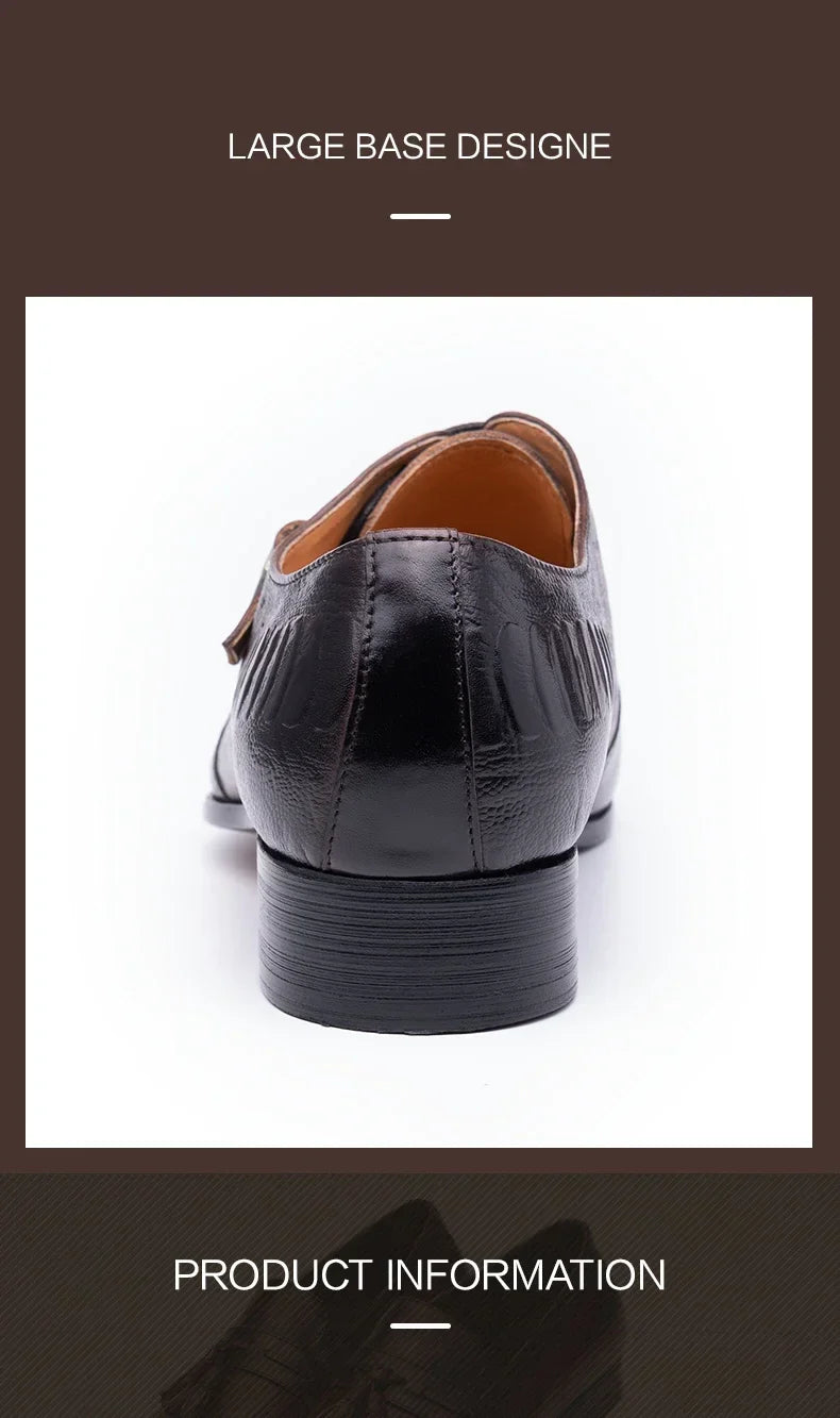 Male Genuine Leather Social Shoe Oxford Elegant Man Dress Shoes Hand Lace-up Pointed Party Wedding Shoes Black Coffee Shoes
