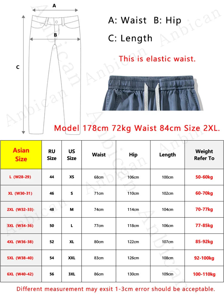 Summer Lyocell Men's Jeans Soft Elastic Washed Casual Pants Loose Lightweight Embroidery Wide Leg Straight Denim Trousers