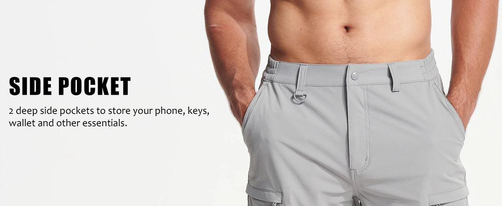 Summer Moisture Wicking Casual Shorts Mens Cargo Work Shorts Running Jogging Sports Bottoms Nylon Rip-Stop Short Pants