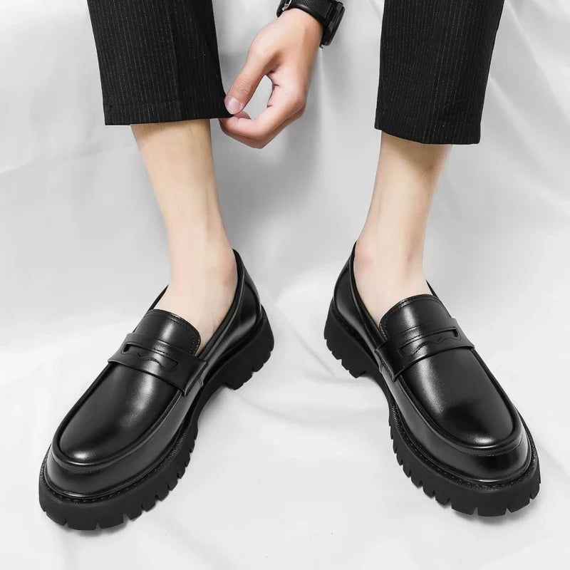 New Men's Luxury Leather Shoes Genuine Leather Dress Shoes Fashion Loafers Slip-on Comfy Casual Business Shoes Fomal Mocassins