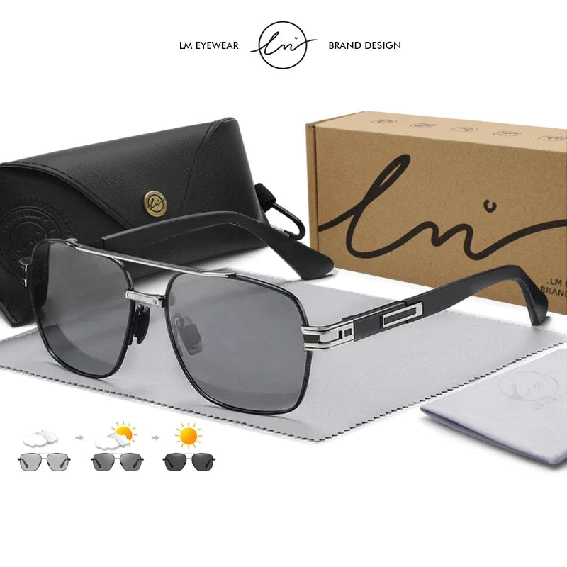 Design Square Polarized Sunglasses Man Photochromic Sun Glasses Woman Anti-glare Driving Goggles Oculos zonnebril heren