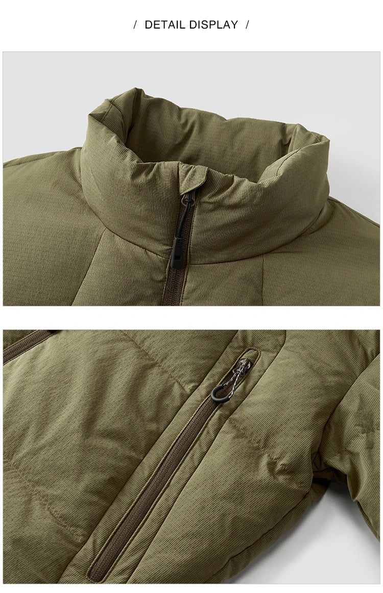 Down Jacket Men Textured Loose Stand Collar Puffer Versatile 2025 Winter Man Clothes Warm Outerwear