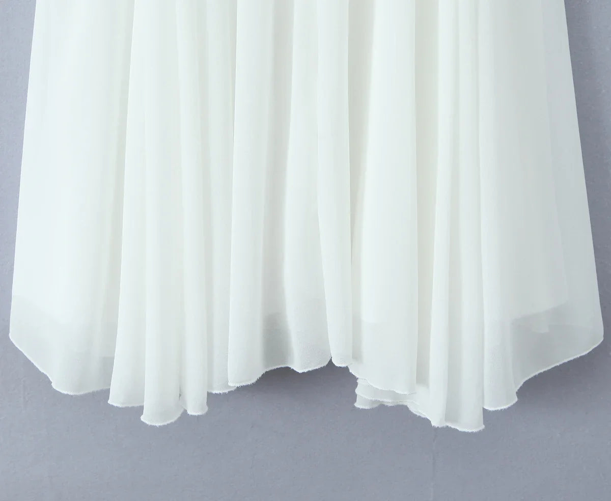 2025 Women White Big Backless Sling Dress O Neck Back Zipper Loose Swing Mini Short Dresses Holiday Robe