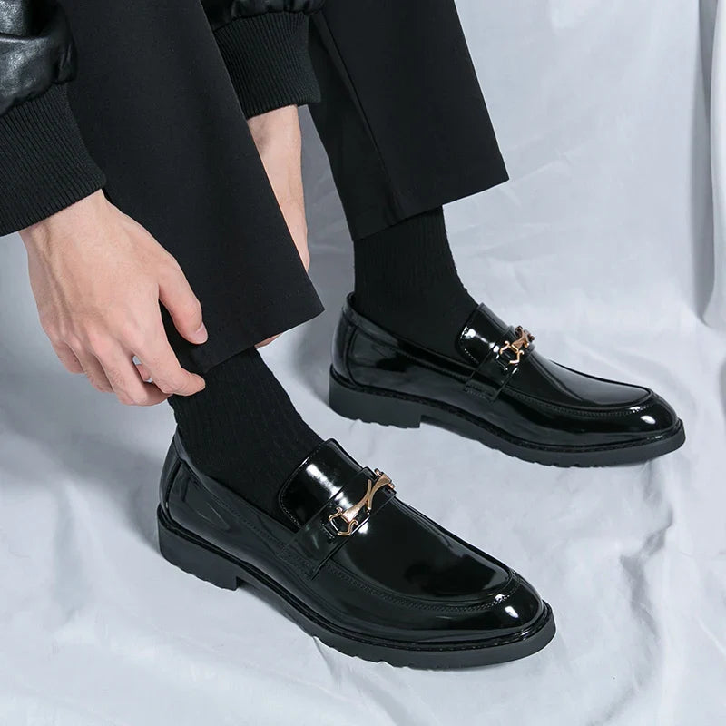 New Luxury Slip on Dress Shoes Men Genuine Leather Italian Loafer Shoes for Men Black Brown Brand Formal Oxford Men Casual Shoes