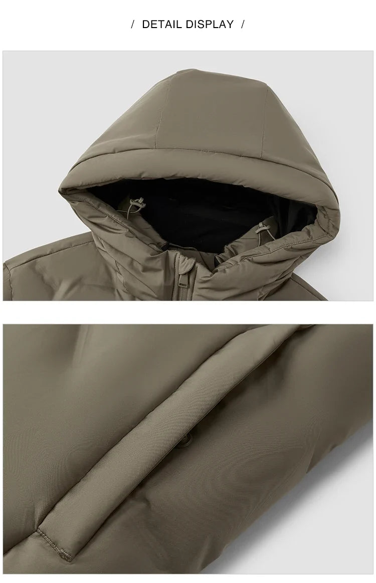Down Jacket Men 2026 New Waterproof Hooded Outerwear Winter Clothing Solid Color Versatile Thick Down Coat For Man