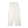 100％ Cotton Men's Baggy Straight Jeans Comfortable Soft Casual Pants Fashion Korean White Brown Denim Trousers Male Clothing