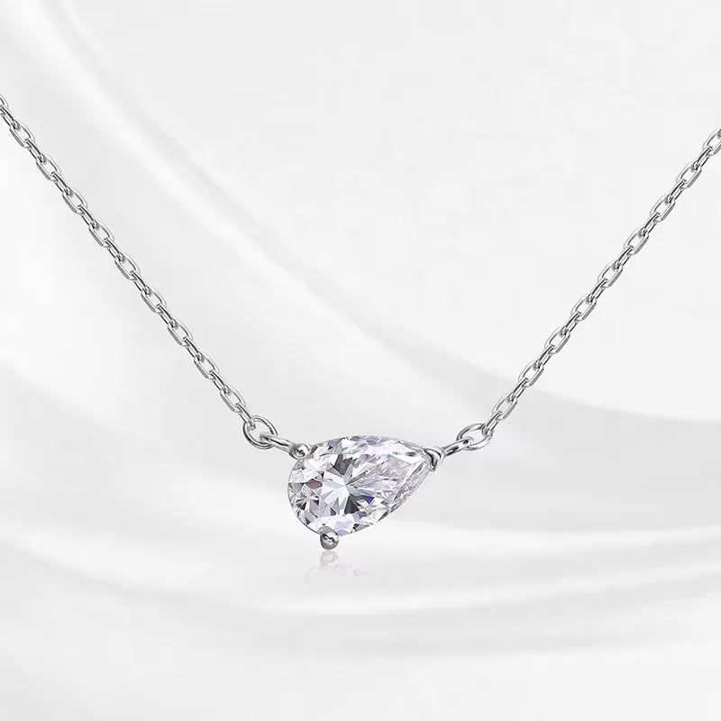 1-4CT Pear Cut Moissanite Pendant Necklace for Women Girls 3 Designs Lab Diamond Wedding Silver 925 Chains Fine Jewelry