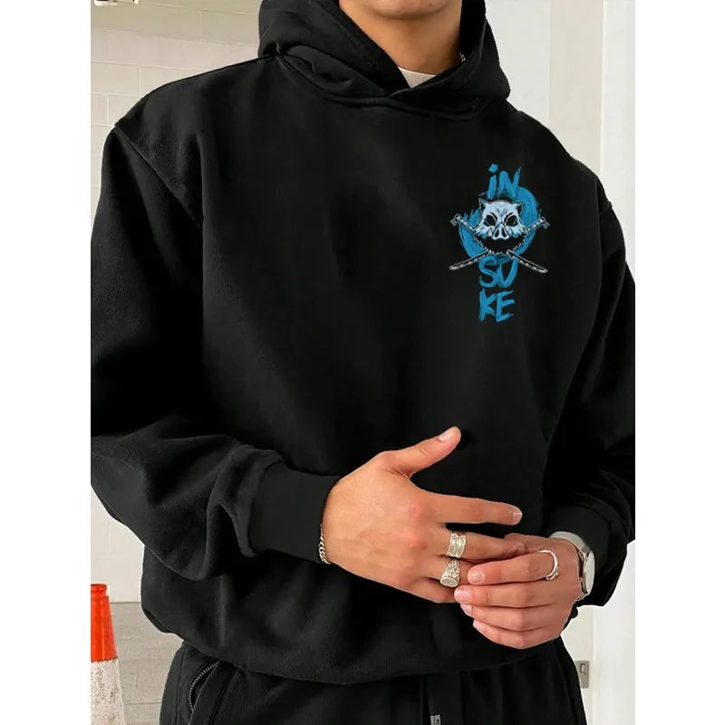 هاراجوكو اليابان أنمي قاتل الشياطين رجالي ونسائي هوديز مقاس كبير سويت شيرت ريترو إينوسوكي هاشيبيرا للجنسين بأكمام طويلة بلوفر