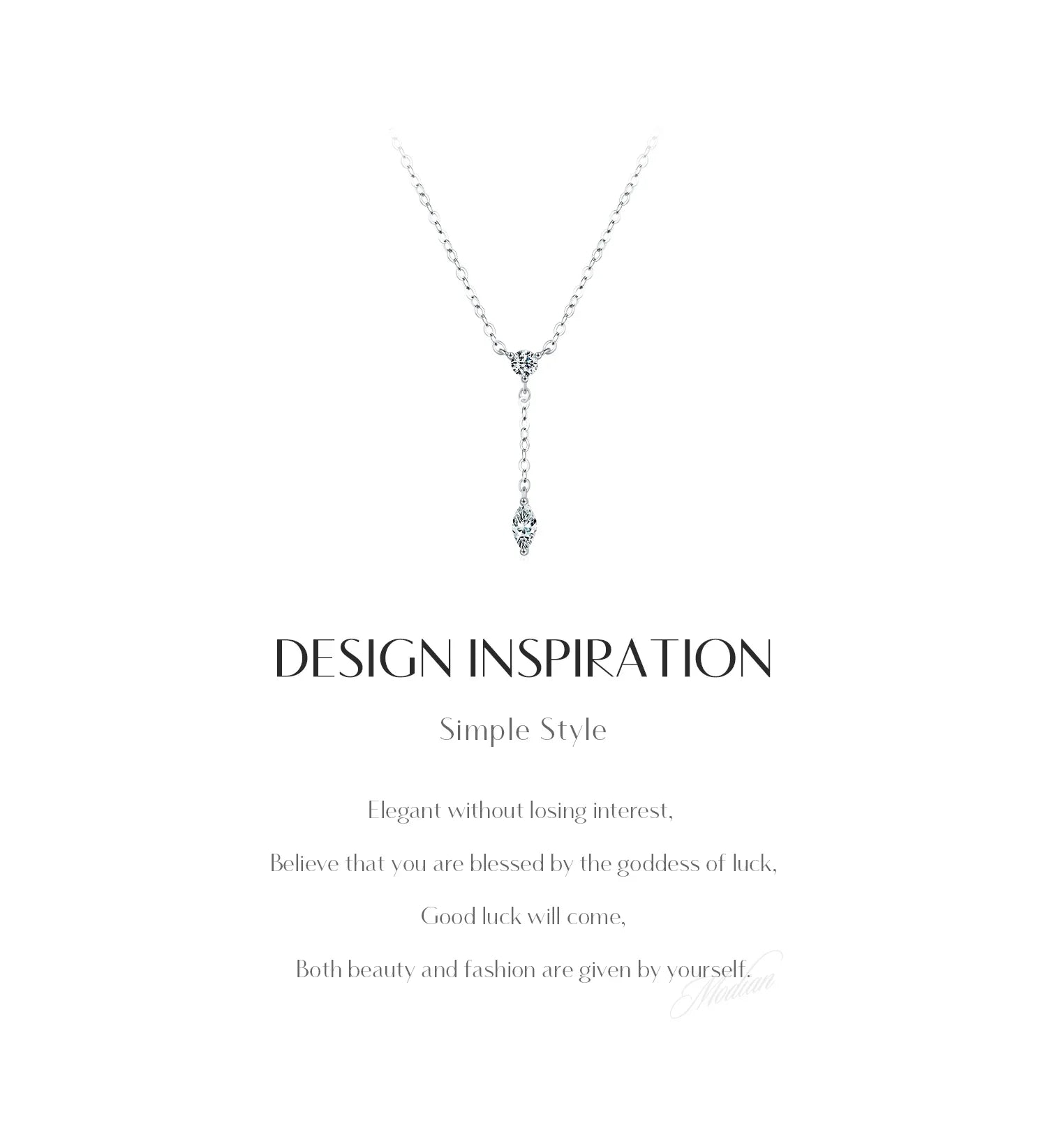 925 Sterling Silver Dainty Y Shape Round & Rhombic Fashion Pendant Necklace For Women Chain Necklace Trendy Jewelry Gift