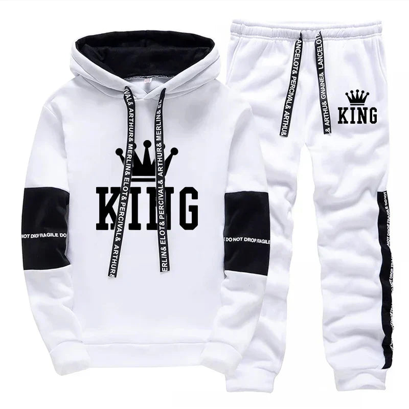 King Printing Mens Tracksuit Hot Sales Casual Hoodie Pants Streetwear Outdoors Mens Clothing Single Piece Sweatshirts Sweatpants