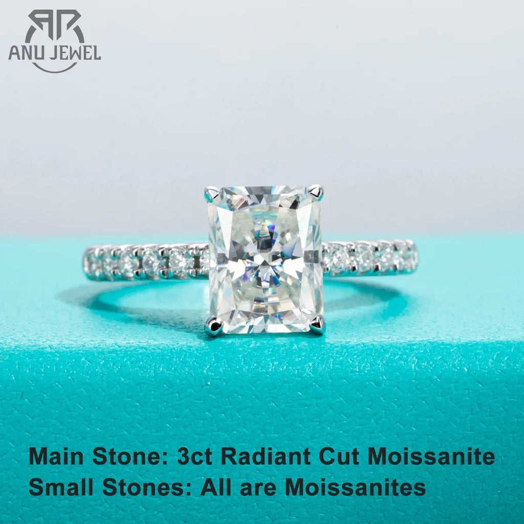 3ct D Color Radiant Cut Moissanite Engagement Gold Plated 925 Sterling Silver Rings For Woman Customs Jewelry Wholesale