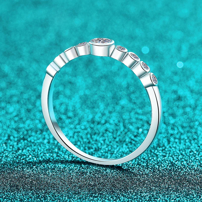 Full Moissanite Ring Engagement Rings for Women 925 Sterling Silver with White Gold Plated Wedding Promise Eternity Band