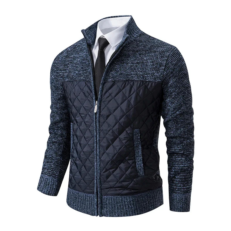 Autumn Winter Sweater Men's Loose Cardigan New Cold High Neck Jumpers Patchworked Windbreaker Casual Jackets