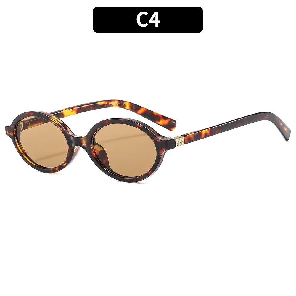 New Oval sunglasses For women Fashion Brand Black Small Frame Sun Glasses Female Retro Clear Lenses Eyewear Lady Trendy UV400