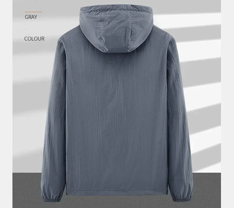 Summer Outdoor Quick Dry Sun-Protective Thin Jacket Men Hiking Fishing Cycling Hooded Gym Sport Windbreaker Ultra Light Coats