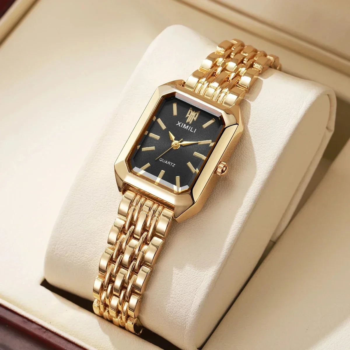 Fashion Rectangle Women Watches Ladies Stainless Steel Strap Quartz Wristwatches Reloj Mujer（Without Box）