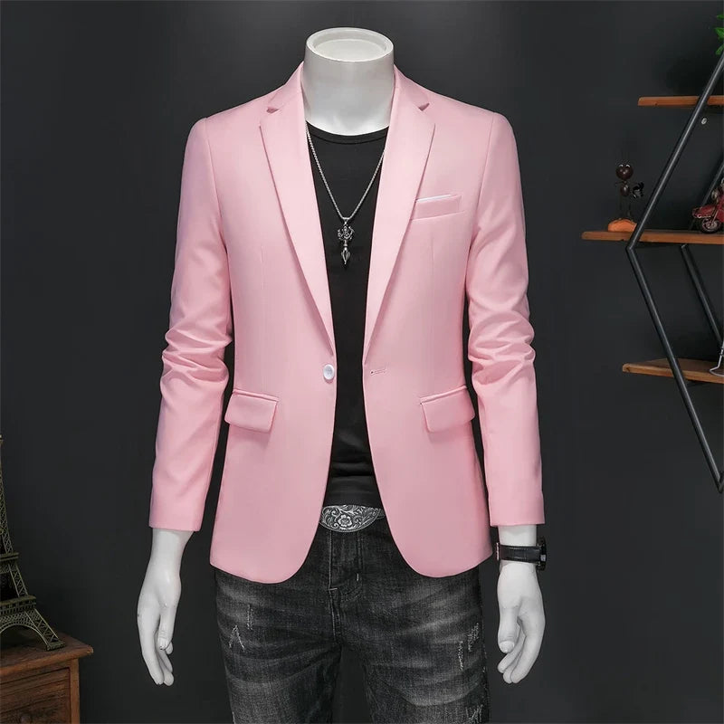15-color boutique fashion suit 6XL men's slim groom wedding suit jacket business office suit casual solid color suit jacket