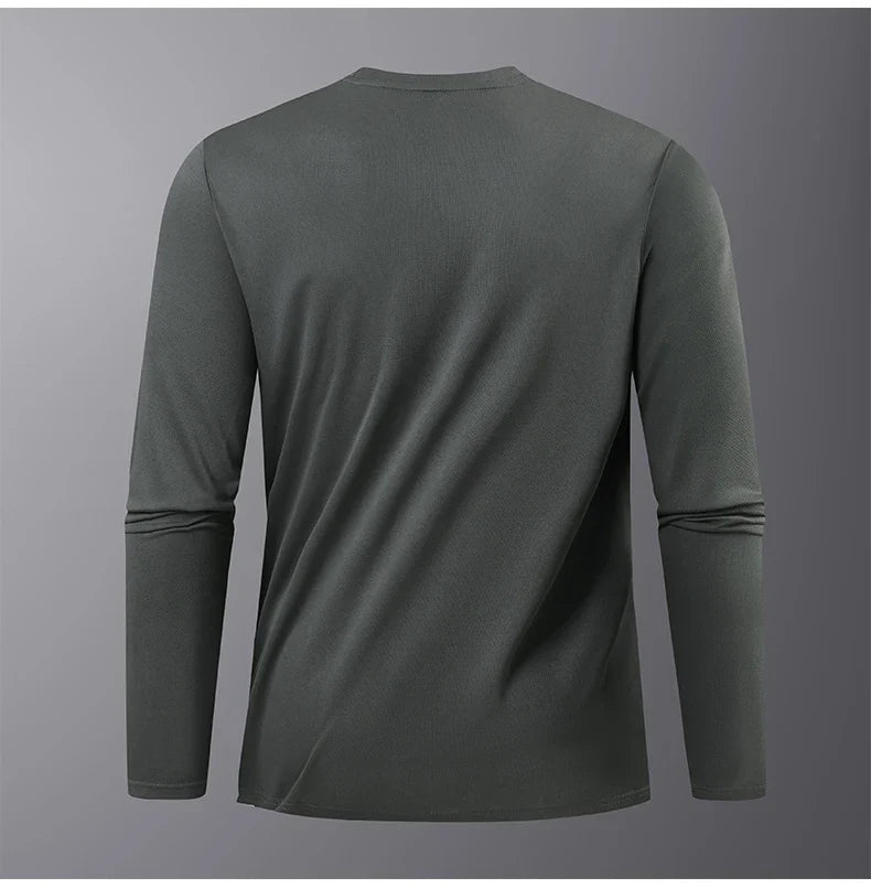 CHRLCK Men's Hiking Quick Drying T-shirts Breathable Camping Running Fishing Soft Elasticity Long Sleeve Tees Summer Autumn