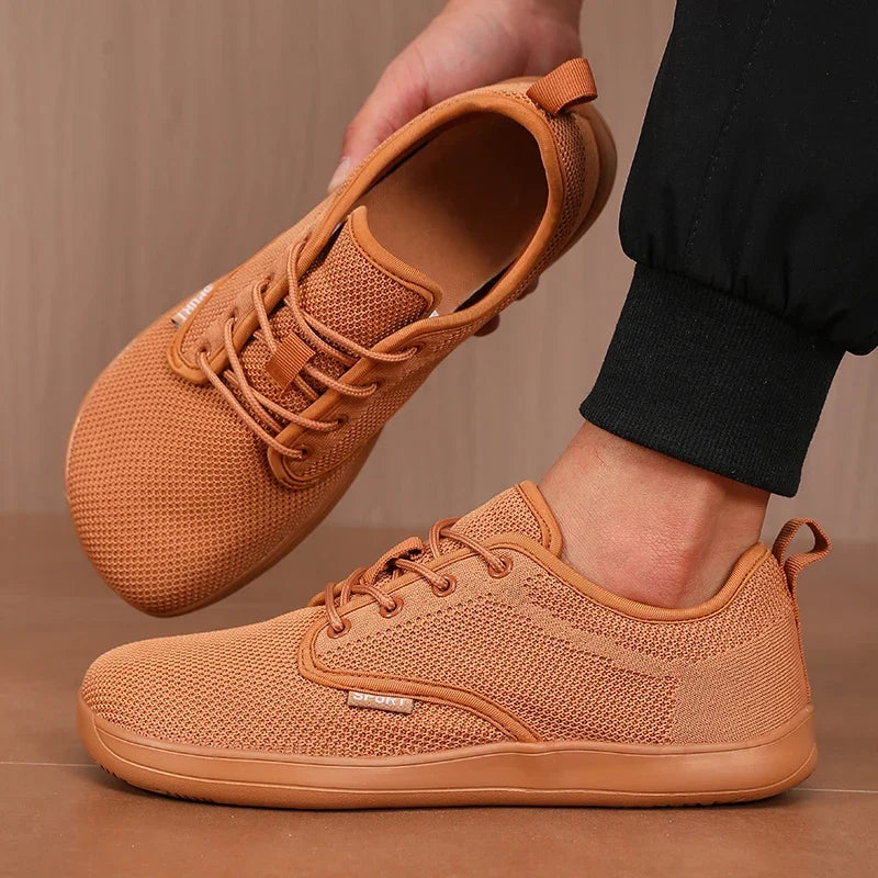 Wide Toe Men Shoes Breathable Knitted Mesh Comfortable Barefoot Shoes Casual Versatile Soft Sole Wide Last Shoes Walking Shoes