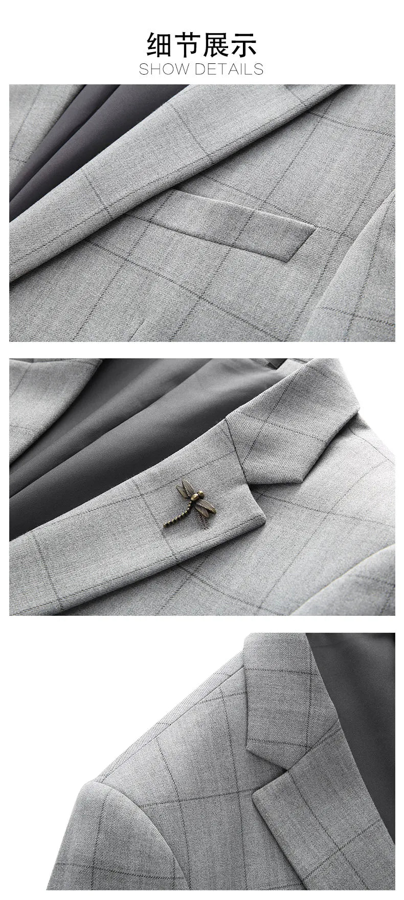 ( Jacket + Vest + Pants ) Fashion Boutique Plaid Mens Casual Business Suit Groom Wedding Dress Formal Slim Plaid Suit