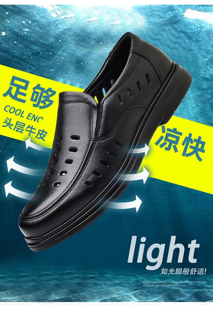 2026 New Designer Breathable Hallow Leather Shoes for Men Black Fashion Summer Shoes Male Britsh Business Casual Shoes Man