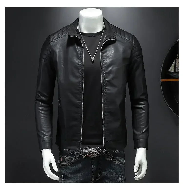 Men Leather Jacket Motorcycle Streetwear Baseball Outdoor Bomber Casual coat Men Autumn Motorcycle Windbreaker Male Outwear