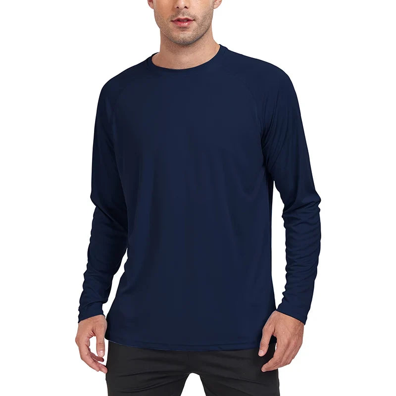 UV Men's Sun Protection Long Sleeve Summer UPF50+ Performance Quick Dry Men T-shirts Breathable Hiking Workout Pullover Tops