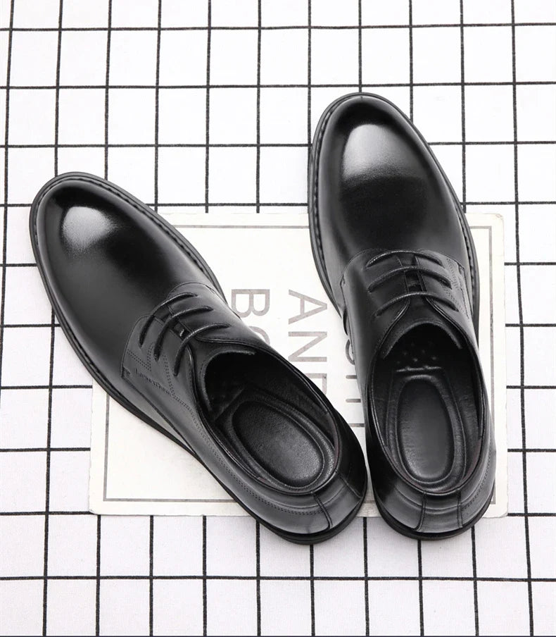 Men Business Elevator Shoes Real Cowhide Invisible Height Increasing Shoes with 3/6/8CM Height Boost Breathable Comfortable
