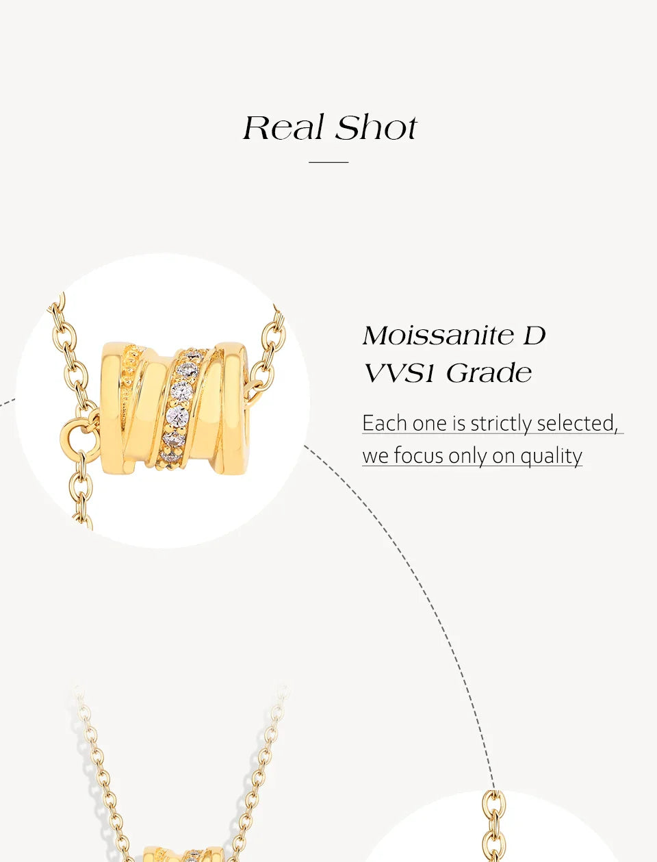 Minimalist Moissanite Necklace for Women Original Round Wheel Pendant S925 Sterling Silver Wedding Party Daily Jewelry
