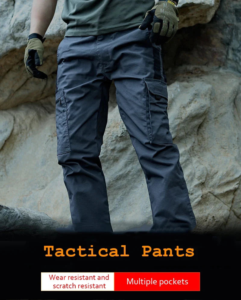 Outdoor Tactical Pants Men Casual Cargo Trousers Multi-pocket Waterproof Pant Autumn Spring Outdoor Workwear Hiking Trousers