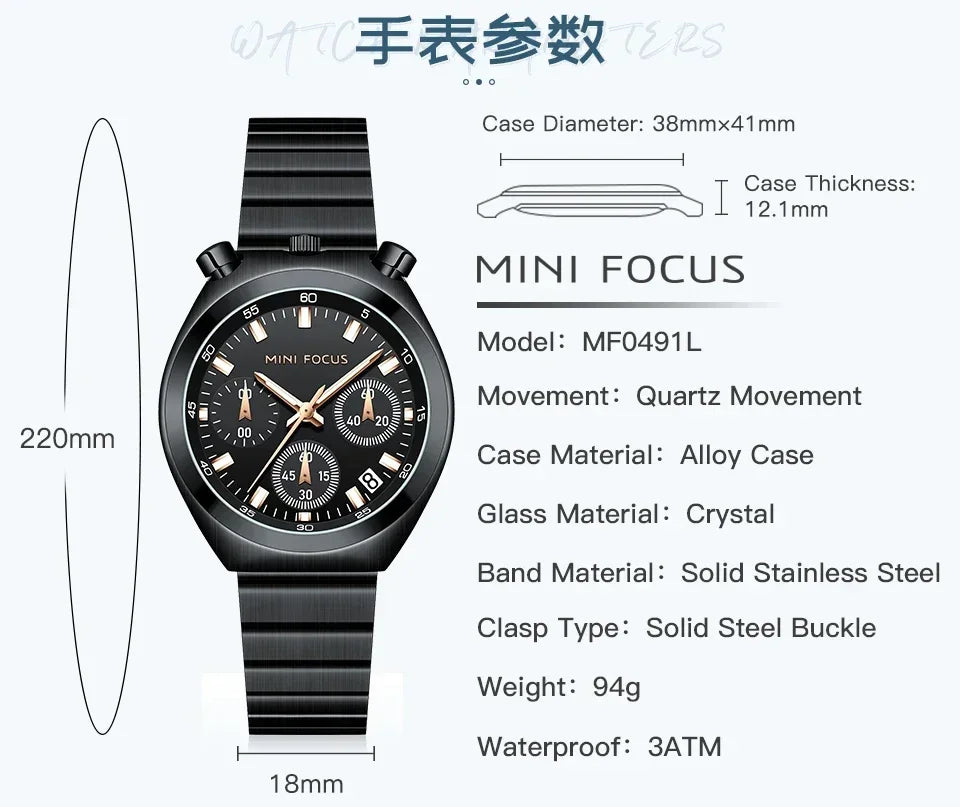 MINI FOCUS Multifunctional Panda Watch for Women Stainless Steel Casual Fashion Ladies Waterproof Quartz WristWatch Girl Gift