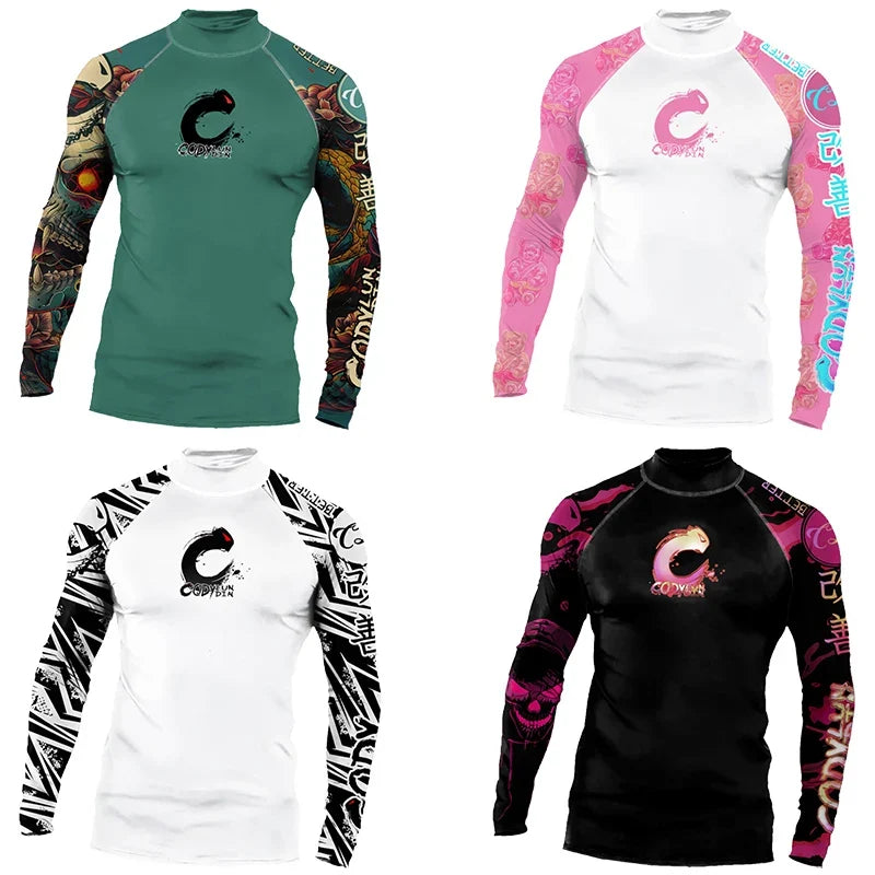 Men's Sports T -shirt Quickly Drying Bodybuilding Fitness Tight Rashguard UV Protection Swimsuit Swimming Shirt Surfing Rash