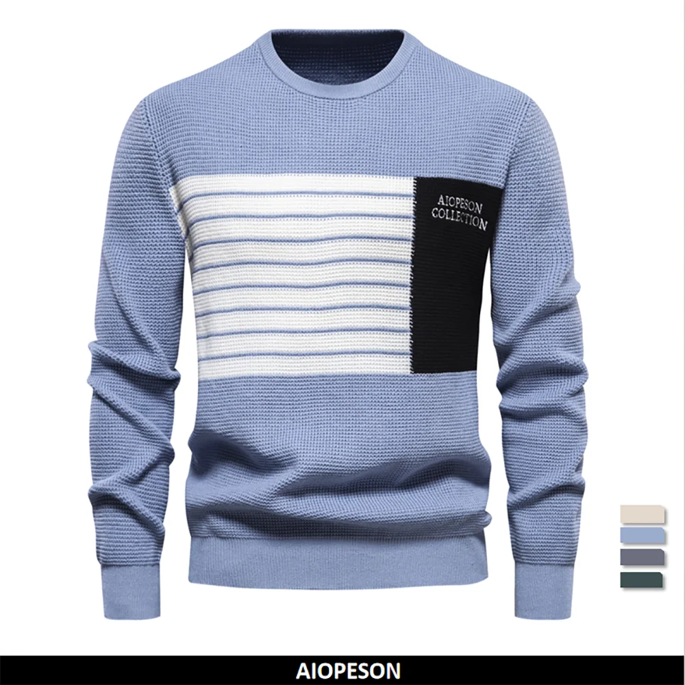 Fashion Stripe Youth Sweater for Men Casual Pullover Quality Knitted Sweater Male Winter Long Sleeved