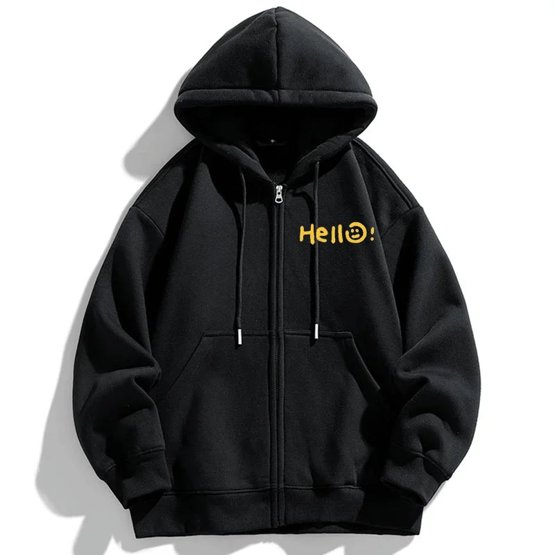 Autumn Winter Plus Size Jacket Men's Pocket Coats Loose Fashion Full Zip Hoodies Coat 5XL 6XL 7XL Fat Male Clothing 110-185KG