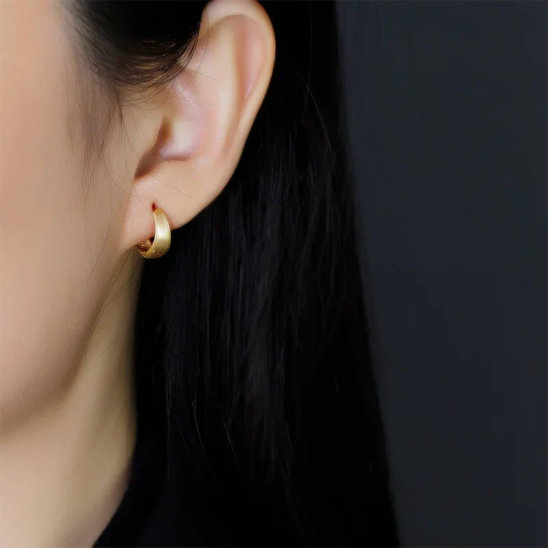 925 Sterling Silver Premium Matte Minimalism Unisex Huggies Ear Hoops Earrings for Women Gothic Piercing Men's Jewelry