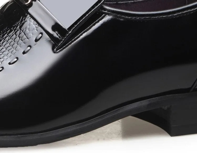Men's Business Casual Leather Shoes Korean Style Pointed Toe Breathable Big Size Office Groomsmen Groom Wedding