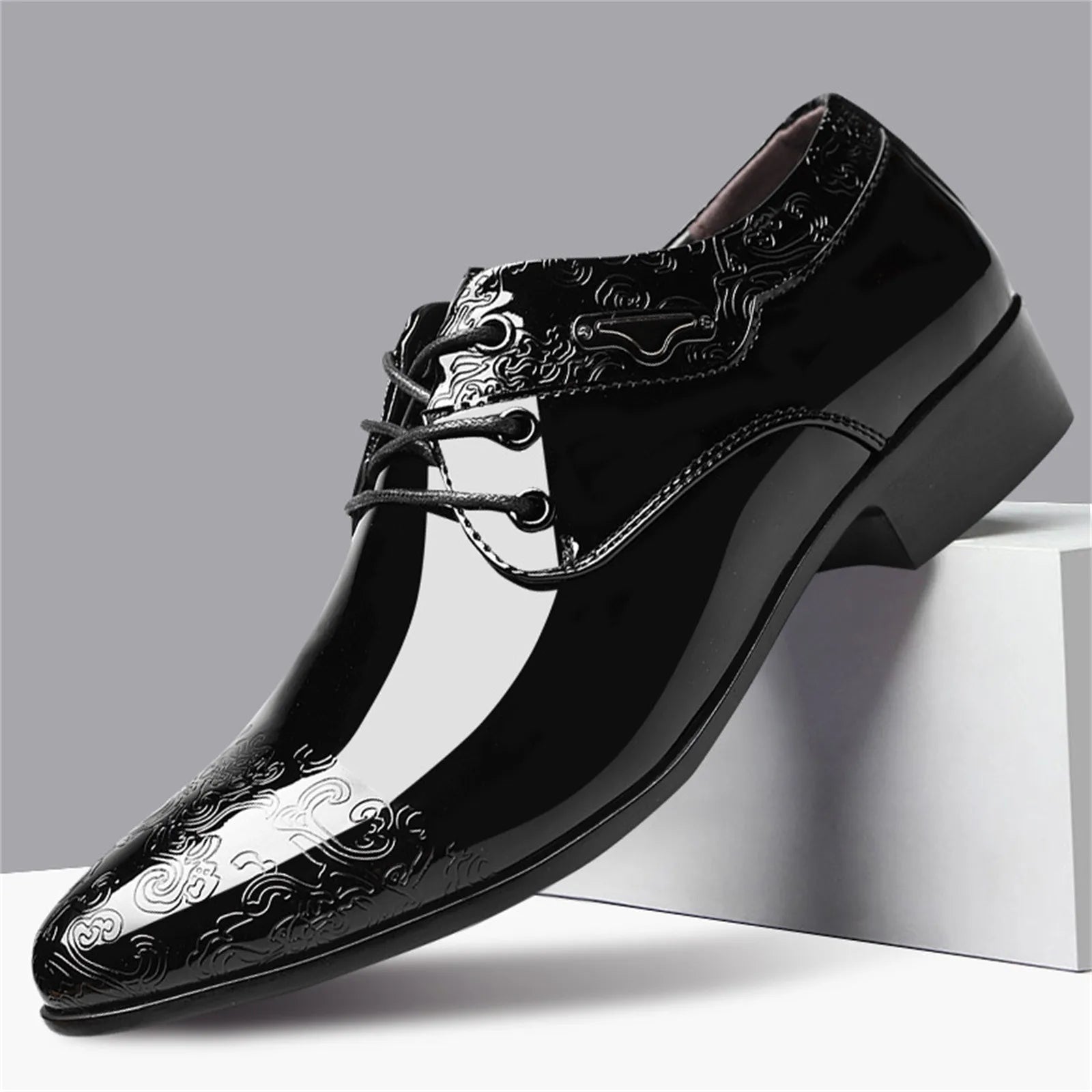 Mens Casual Business Shoes Formal Leather Shoes Lace Up Black Leather Men Wedding Party Office Oxford Shoes