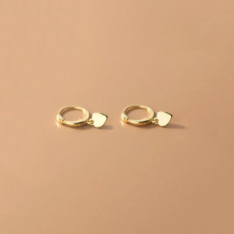 925 Sterling Silver INS Minimalism Sweet Love Heart CZ Zircon Hoop Earrings For Women Girl Small Ear Buckle Jewelry Gift