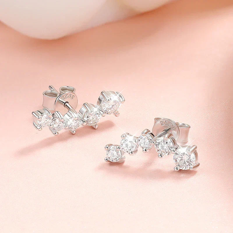 1.16cttw Gradient Gem Full Moissanite Stud Earrings for Women Sparkling Party Jewelry Earrings 925 Sterling Silver 100%