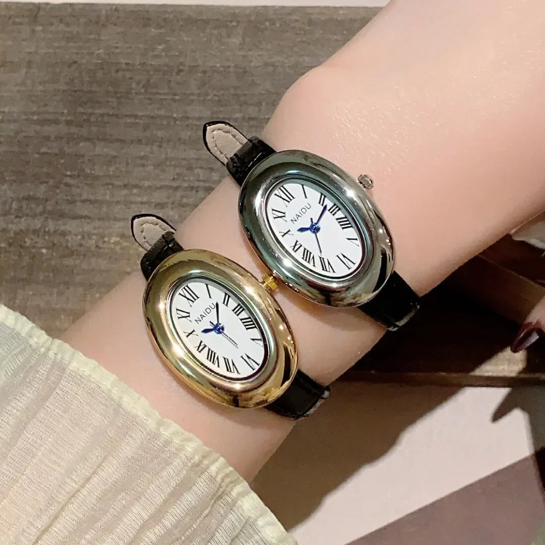 Fashion Oval Dial Women's Watch Casual Leather Band Analog Quartz Watches Female Wristwatch Dropshipping Clock Reloj De Mujer