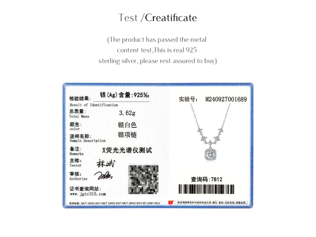 1CT D Color Moissanite Necklace 925 Sterling Silver Luxury Halo Charm Pendant Necklace For Women Bridal Wedding Jewelry