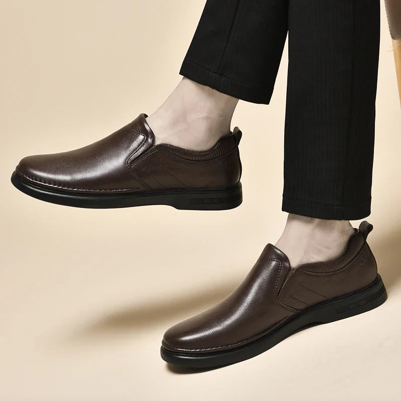 Genuine Leather for Men Business Shoes Stylish Male Comfortable Flats All-match Male Driving Shoes Classic Men Shoes for Wedding